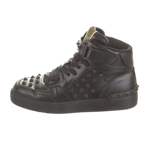 Valentino Rock Stud High Top Black Sneakers - Picture 6 of 9